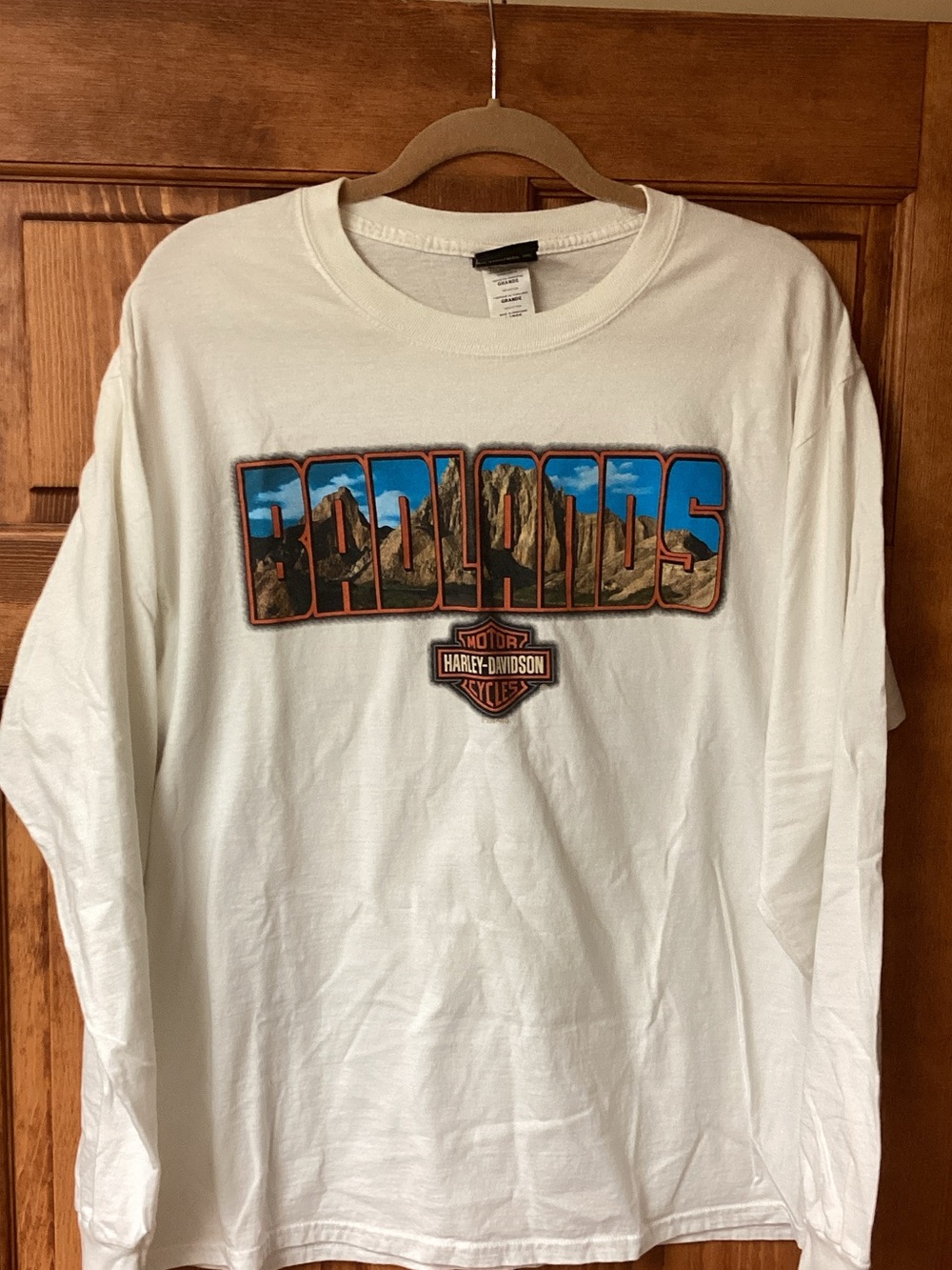 Harley-Davidson White Long Sleeve Shirt with Badlands Scenic Graphic